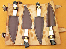 Load image into Gallery viewer, HS-192 Custom Handmade Damascus Kitchen Knives With Camel Bone & Buffalo Horn Hanlde