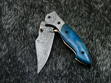 Load image into Gallery viewer, HS-1122 " CUSTOM HANDMADE DAMASCUS BLADE POCKET FOLDING KNIFE LINER LOCK