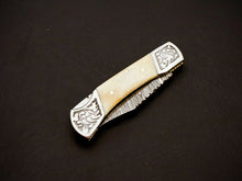 Load image into Gallery viewer, HS-1109 Custom Hand Forged Damascus Steel Back Lock Resin Handle Knife