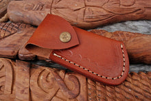Load image into Gallery viewer, Custom Handmade Damascus Steel Engraved Folding Knife - Ram Horn Handle