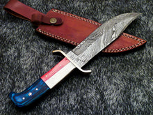 Load image into Gallery viewer, HS-379 '' Custom Hand Forged Damascus Steel 12" Bowie Hunting Knife BONE / WOOD