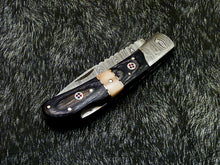 Load image into Gallery viewer, HS-1120 '' CUSTOM HANDMADE DAMASCUS BLADE POCKET FOLDING KNIFE - HARD WOOD HANDLE