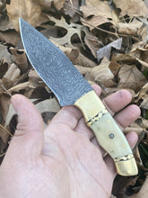 Load image into Gallery viewer, HS-446 | Custom Handmade Damascus Steel Hunting knife - Brass & Bone Handle