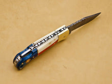 Load image into Gallery viewer, Custom Handmade Damascus Folding-Pocket Knife With Camel Bone And Hard Wood Handle