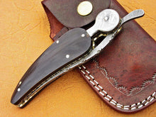 Load image into Gallery viewer, Custom Handmade Damascus Folding-Pocket Knife With Buffalo Horn Handle