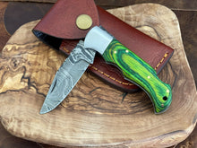 Load image into Gallery viewer, Custom Handmade Damascus Pocket Knife Best EDC Camping Knife