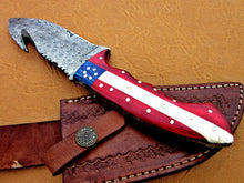 Load image into Gallery viewer, HS-774 Custom Handmade Damascus Skinner Knife With Camel Bone & Hard Wood Handle