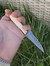 Load image into Gallery viewer, HS-725 Custom Handmade Damascus Steel Skinner Knife - Camel Bone Handle