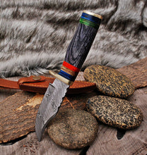 Load image into Gallery viewer, HS-503 Custom Handmade Damascus Hunting Knife With Hard Wood Handle
