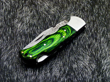 Load image into Gallery viewer, HS-1118 '' CUSTOM HANDMADE DAMASCUS BLADE POCKET FOLDING KNIFE - HARD WOOD HANDLE