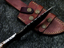 Load image into Gallery viewer, HS-918 '' Custom Hand Forged Damascus Steel 10" Tracker Hunting Knife BONE Handle