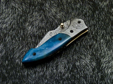 Load image into Gallery viewer, HS-1122 " CUSTOM HANDMADE DAMASCUS BLADE POCKET FOLDING KNIFE LINER LOCK