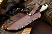 Load image into Gallery viewer, HS-718 Custom Handmade Camel Bone & Wood Hanlde Damascus Steel Skinner Knife - Great Price