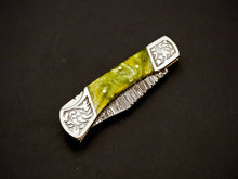 Load image into Gallery viewer, Damascus Folding Knife Back Lock Knife Resin Handle Knife HS-1107