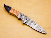Load image into Gallery viewer, Custom Handmade Damascus Folding-Pocket Knife With Wood Handle