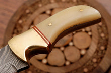 Load image into Gallery viewer, HS-759 Custom Handmade Damascus Steel Skinner Knife 5.5 inch Overall And Camel Bone Handle