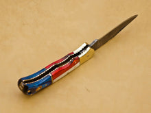 Load image into Gallery viewer, Custom Handmade Damascus Folding-Pocket Knife With Camel Bone And Hard Wood Handle
