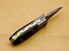 Load image into Gallery viewer, Custom Handmade Damascus Folding-Pocket Knife With Blue Hard Wood Handle
