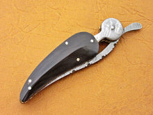 Load image into Gallery viewer, Custom Handmade Damascus Folding-Pocket Knife With Buffalo Horn Handle