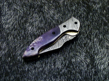 Load image into Gallery viewer, HS-1123 '' CUSTOM HANDMADE DAMASCUS BLADE POCKET FOLDING KNIFE LINER LOCK