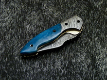 Load image into Gallery viewer, HS-1122 " CUSTOM HANDMADE DAMASCUS BLADE POCKET FOLDING KNIFE LINER LOCK