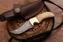Load image into Gallery viewer, HS-759 Custom Handmade Damascus Steel Skinner Knife 5.5 inch Overall And Camel Bone Handle