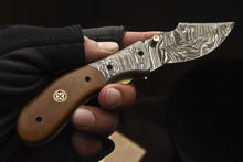 Load image into Gallery viewer, Custom Handmade Damascus Folding/Pocket Knife With Brown Micarta Handle