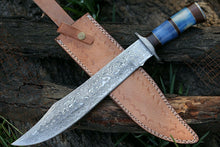 Load image into Gallery viewer, HS-321 Custom Hand Made Hunting Bowie Knife, Survival Knife, Camping Tool, Damascus