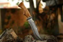 Load image into Gallery viewer, HS-307 Damascus Steel Handmade Hand Forged Olive Wood handle Bowie Knife,with sheath