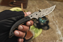 Load image into Gallery viewer, Custom Handmade Damascus Folding-Pocket Knife With Black Micarta Handle