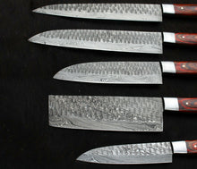 Load image into Gallery viewer, HS-206 Custom Handmade Damascus KItchen-Chef Knives Set Lot Of Five Pecs With Hard Wood Handle