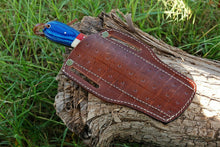 Load image into Gallery viewer, HS-1011 | Custom Handmade Damascus Cowboy Bull Cutter Knife With Beautiful Wood & Bone Handle