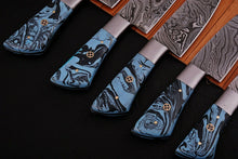 Load image into Gallery viewer, HS-205 Custom Handmade Damascus KItchen-Chef Knives Set Lot Of Five Pecs With Resin Handle
