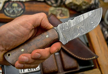 Load image into Gallery viewer, HS-824 Custom Handmade Damascus Skinner Knife With Walnut Wood Handle