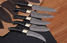 Load image into Gallery viewer, HS-202 Custom Handmade Damascus KItchen-Chef Knives Set Lot Of Five Pecs With Buffalo Horn Handle