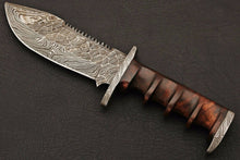 Load image into Gallery viewer, HS-536 Custom Handmade Damascus Hunting Forged Blade, Survival,Tracker Camping,Sporting Knife Rose Wood