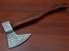 Load image into Gallery viewer, HS-1072 | Custom Handmade Damascus Hand Forged Tomahawk knife, Hatchet, Axe, Integral With Natural Wood