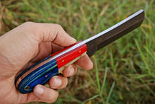 Load image into Gallery viewer, HS-1008 | Custom Handmade Rail Steel Cowboy Bull Cutter Knife With Beautiful Hard Wood And Bone Handle