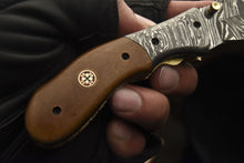 Load image into Gallery viewer, Custom Handmade Damascus Folding/Pocket Knife With Brown Micarta Handle