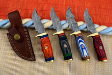Load image into Gallery viewer, HS Deal 06 - Custom Handmade Damascus Skinner Knife Lot of Four Pecs With Different Handles
