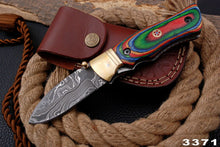 Load image into Gallery viewer, Custom Handmade Damascus Folding-Pocket Knife With Hard Wood Handle
