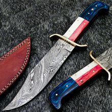 Load image into Gallery viewer, HS-379 '' Custom Hand Forged Damascus Steel 12" Bowie Hunting Knife BONE / WOOD