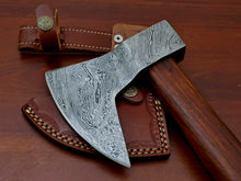 Load image into Gallery viewer, HS-1072 | Custom Handmade Damascus Hand Forged Tomahawk knife, Hatchet, Axe, Integral With Natural Wood