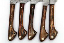 Load image into Gallery viewer, HS-228 Custom Handmade Damascus Kitchen-Chef Knives Set Lot Of Five Pecs With Wood Handle