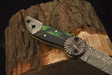 Load image into Gallery viewer, Custom Handmade Damascus Folding/Pocket Knife Liner Lock With Bone Handle