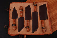 Load image into Gallery viewer, HS-204 Custom Handmade Damascus KItchen-Chef Knives Set Lot Of Five Pecs With Resin Handle