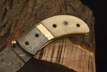 Load image into Gallery viewer, Handmade Damascus Mini Pocket Folding Knife