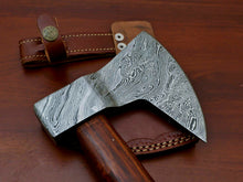 Load image into Gallery viewer, HS-1072 | Custom Handmade Damascus Hand Forged Tomahawk knife, Hatchet, Axe, Integral With Natural Wood