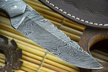Load image into Gallery viewer, HS-846 Custom Handmade Damascus Skinner Knife With Walnut Wood Handle