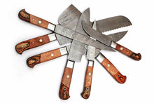 Load image into Gallery viewer, HS-232 Custom Handmade Damascus Kitchen-Chef Knives Set Lot Of 7 Pecs With Wood Handle